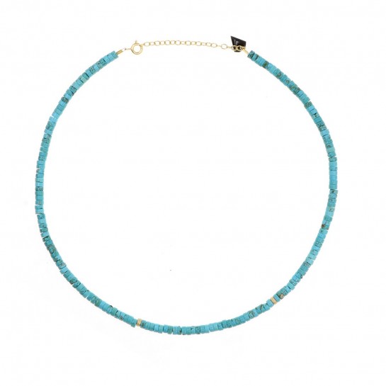 Collier Puka turquoise et Gold Filled