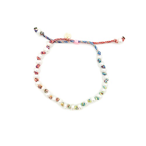 BRACELET EN PERLE NATURELLE D'EAU DOUCE SUR CORDON