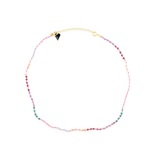 Collier Facette Candies multi pierres rose