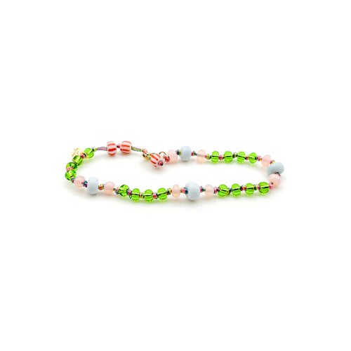 ANKLET CANDIES EN PERLE AFRICAINES VERT TRANSLUCIDE