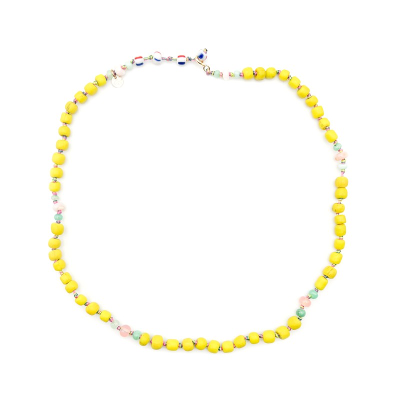 COLLIER_CANDIES_EN_PERLES_AFRICAINES_JAUNE_1