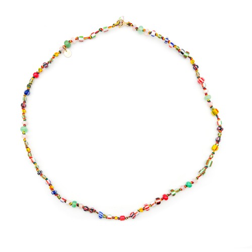 COLLIER CANDIES EN PERLES AFRICAINES MULTICOLORE