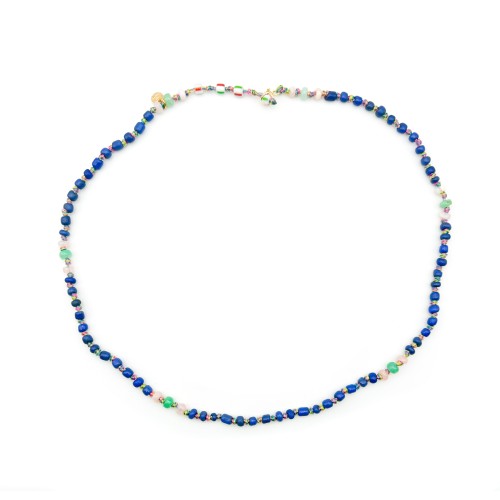 COLLIER CANDIES EN PERLES AFRICAINES BLEUES