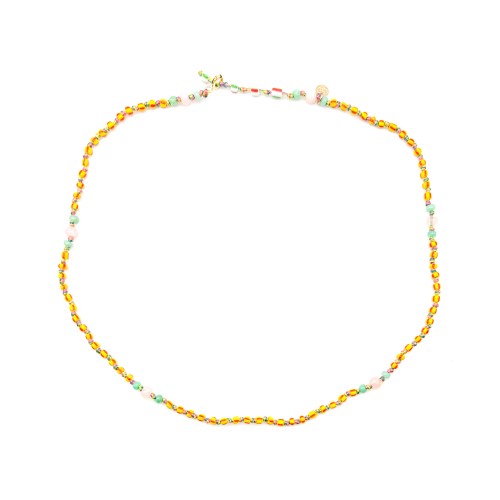 CANDIES NECKLACE IN AFRICAN YELLOW AND RED PEARLS