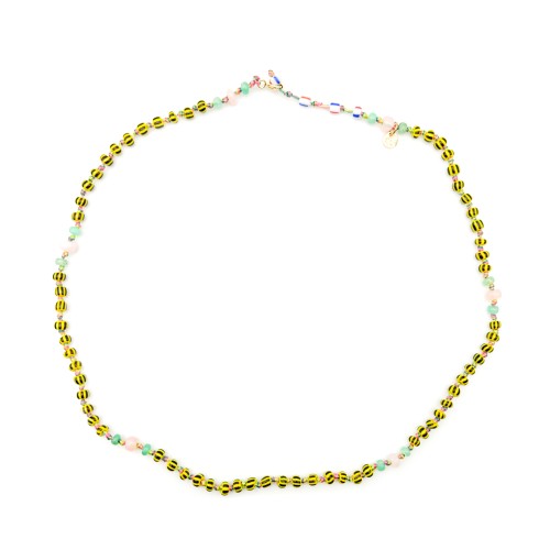 COLLIER CANDIES EN PERLES AFRICAINES JAUNES ET NOIRES