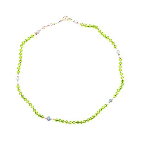 CANDIES NECKLACE IN CLEAR GREEN AFRICAN PERLES